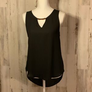 Elegant Black Sleeveless Drop Back Top